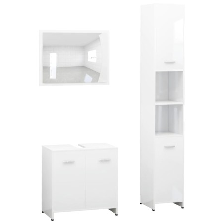 vidaXL Juego muebles de baño 3 piezas madera ingeniería blanco brillo