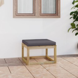 vidaXL Reposapiés de jardín con cojín madera de pino impregnada verde