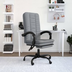 vidaXL Silla de oficina reclinable de tela gris claro