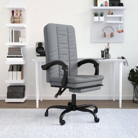 vidaXL Silla de oficina reclinable de tela gris claro