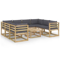 vidaXL Set de muebles de jardín 9 piezas con cojines madera impregnada