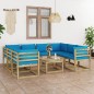 vidaXL Set de muebles de jardín 9 piezas con cojines madera impregnada vidaXL Set de muebles de jardín 9 piezas con cojines madera impregnada