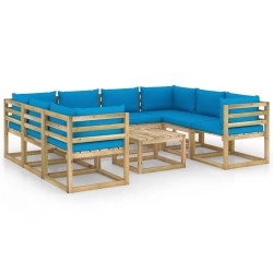 vidaXL Set de muebles de jardín 9 piezas con cojines madera impregnada