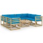 vidaXL Set de muebles de jardín 9 piezas con cojines madera impregnada vidaXL Set de muebles de jardín 9 piezas con cojines madera impregnada