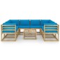 vidaXL Set de muebles de jardín 9 piezas con cojines madera impregnada vidaXL Set de muebles de jardín 9 piezas con cojines madera impregnada
