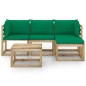 vidaXL Juego de muebles de jardín 5 piezas con cojines verdes vidaXL Juego de muebles de jardín 5 piezas con cojines verdes