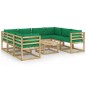 vidaXL Set de muebles de jardín 9 piezas con cojines madera impregnada vidaXL Set de muebles de jardín 9 piezas con cojines madera impregnada