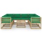 vidaXL Set de muebles de jardín 9 piezas con cojines madera impregnada vidaXL Set de muebles de jardín 9 piezas con cojines madera impregnada