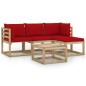 vidaXL Juego de muebles de jardín 5 piezas con cojines rojos vidaXL Juego de muebles de jardín 5 piezas con cojines rojos