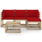 vidaXL Juego de muebles de jardín 5 piezas con cojines rojos vidaXL Juego de muebles de jardín 5 piezas con cojines rojos