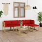 vidaXL Set de muebles de jardín 6 piezas con cojines madera impregnada vidaXL Set de muebles de jardín 6 piezas con cojines madera impregnada