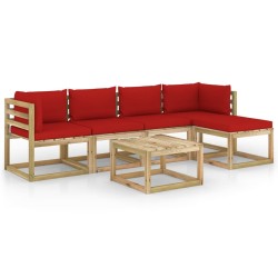 vidaXL Set de muebles de jardín 6 piezas con cojines madera impregnada
