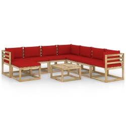 vidaXL Set de muebles de jardín 9 piezas con cojines madera impregnada