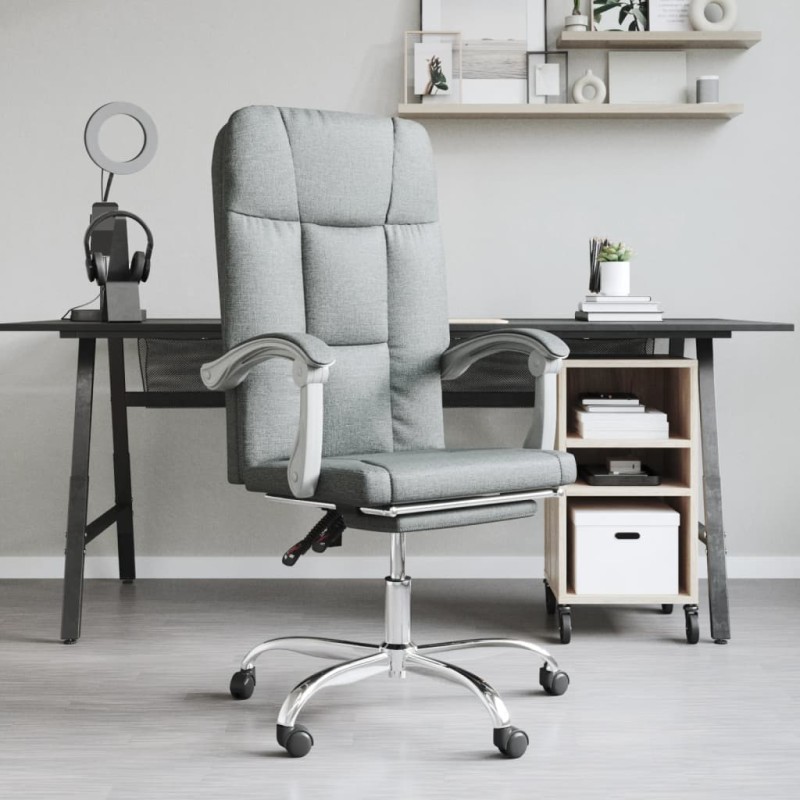 vidaXL Silla de oficina reclinable de tela gris oscuro vidaXL Silla de oficina reclinable de tela gris oscuro