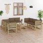 vidaXL Set de muebles de jardín 9 piezas con cojines madera impregnada vidaXL Set de muebles de jardín 9 piezas con cojines madera impregnada