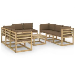 vidaXL Set de muebles de jardín 9 piezas con cojines madera impregnada