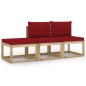 vidaXL Juego de muebles de jardín 3 piezas con cojines rojo tinto vidaXL Juego de muebles de jardín 3 piezas con cojines rojo tinto