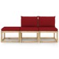 vidaXL Juego de muebles de jardín 3 piezas con cojines rojo tinto vidaXL Juego de muebles de jardín 3 piezas con cojines rojo tinto