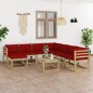 vidaXL Set de muebles de jardín 9 piezas con cojines madera impregnada