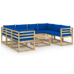 vidaXL Set de muebles de jardín 9 piezas con cojines madera impregnada