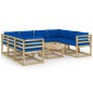 vidaXL Set de muebles de jardín 9 piezas con cojines madera impregnada vidaXL Set de muebles de jardín 9 piezas con cojines madera impregnada