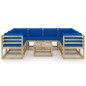 vidaXL Set de muebles de jardín 9 piezas con cojines madera impregnada vidaXL Set de muebles de jardín 9 piezas con cojines madera impregnada