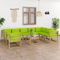 vidaXL Set de muebles de jardín 10 pzas con cojines madera impregnada vidaXL Set de muebles de jardín 10 pzas con cojines madera impregnada