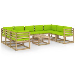 vidaXL Set de muebles de jardín 10 pzas con cojines madera impregnada