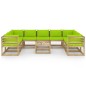 vidaXL Set de muebles de jardín 10 pzas con cojines madera impregnada vidaXL Set de muebles de jardín 10 pzas con cojines madera impregnada
