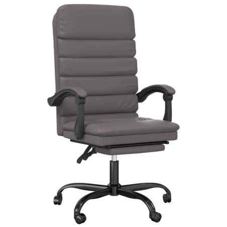 vidaXL Silla de oficina reclinable masaje cuero sintético gris