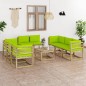 vidaXL Set de muebles de jardín 9 piezas con cojines madera impregnada vidaXL Set de muebles de jardín 9 piezas con cojines madera impregnada