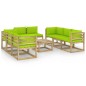 vidaXL Set de muebles de jardín 9 piezas con cojines madera impregnada vidaXL Set de muebles de jardín 9 piezas con cojines madera impregnada
