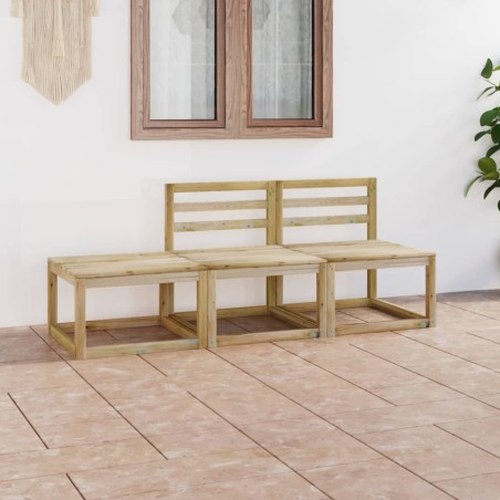 vidaXL Set de muebles de jardín 3 pzas madera de pino impregnada verde