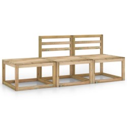 vidaXL Set de muebles de jardín 3 pzas madera de pino impregnada verde