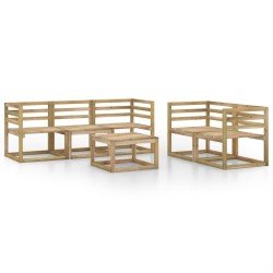 vidaXL Set de muebles de jardín 6 pzas madera de pino impregnada verde