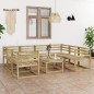 vidaXL Set de muebles de jardín 9 pzas madera de pino impregnada verde