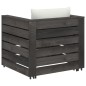 vidaXL Muebles de jardín 2 pzas con cojines gris madera impregnada vidaXL Muebles de jardín 2 pzas con cojines gris madera impregnada