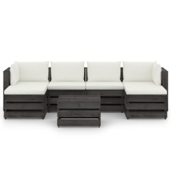 vidaXL Muebles de jardín 7 pzas con cojines madera impregnada gris