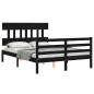 vidaXL Estructura cama de matrimonio con cabecero madera maciza negro vidaXL Estructura cama de matrimonio con cabecero madera maciza negro