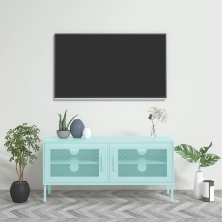 vidaXL Mueble para TV de acero verde menta 105x35x50 cm