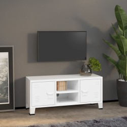 vidaXL Mueble de TV industrial metal blanco 105x35x42 cm