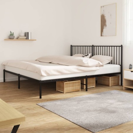vidaXL Estructura de cama con cabecero metal negro 200x200 cm
