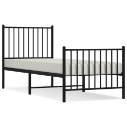 vidaXL Estructura de cama con cabecero y estribo metal negro 80x200 cm