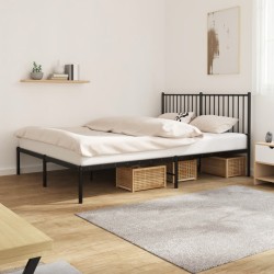 vidaXL Estructura de cama con cabecero metal negro 160x200 cm