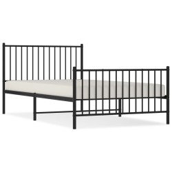 vidaXL Estructura de cama con cabecero y estribo metal negro 107x203cm
