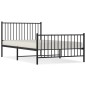 vidaXL Estructura de cama con cabecero y estribo metal negro 107x203cm vidaXL Estructura de cama con cabecero y estribo metal negro 107x203cm