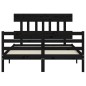 vidaXL Estructura cama de matrimonio con cabecero madera maciza negro vidaXL Estructura cama de matrimonio con cabecero madera maciza negro