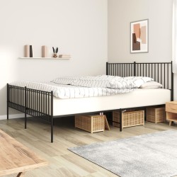 vidaXL Estructura de cama cabecero y pie de cama metal negro 180x200cm
