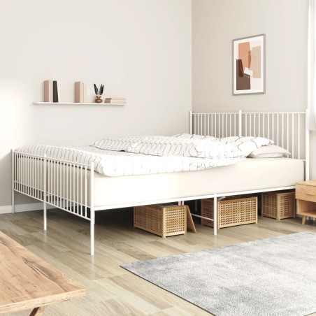 vidaXL Estructura cama metal con cabecero y pie cama blanco 193x203 cm
