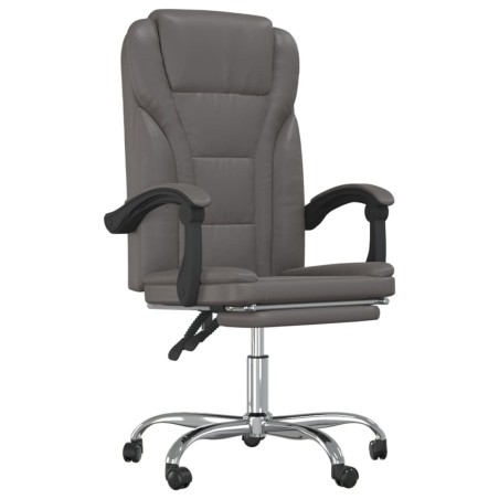 vidaXL Silla de oficina reclinable cuero sintético gris